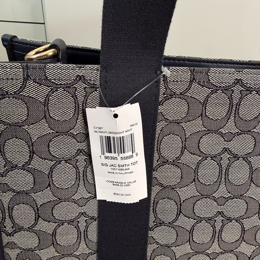 Coach Signature Canvas Tote Navy - Picture 8 of 12